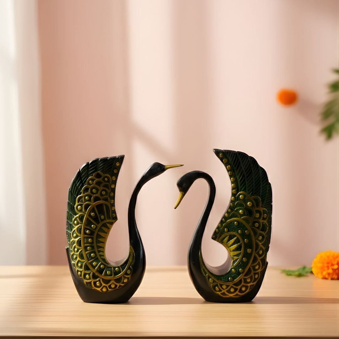 Luxury Black & Gold Swan Couple