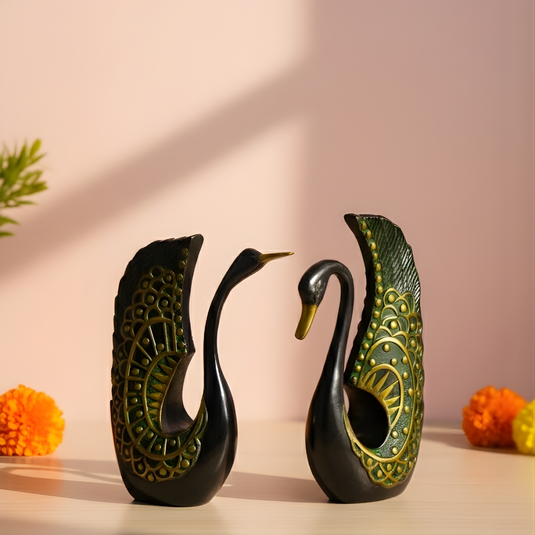 Luxury Black & Gold Swan Couple - Image 3